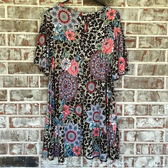 Unbranded Floral Leopard Print Bell Sleeve Tunic Top - Picture 9 of 9